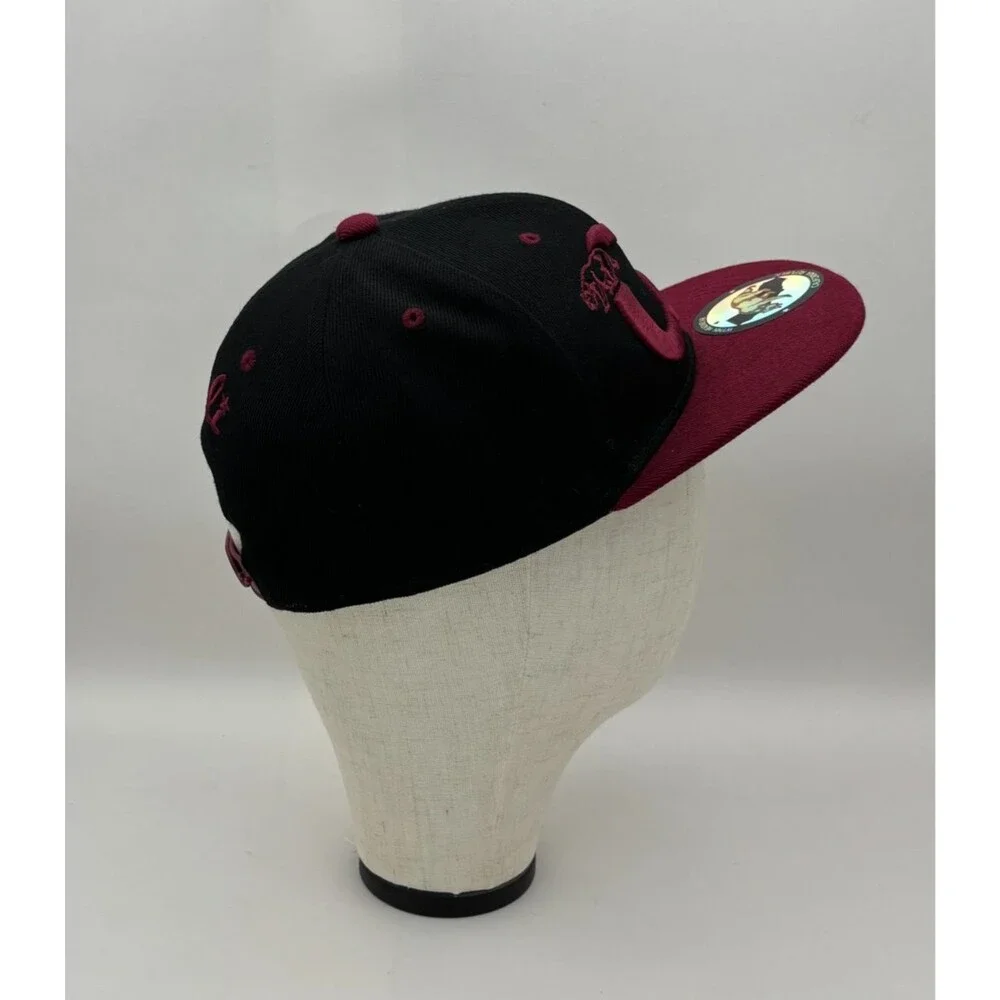 NWT California Republic Cali Snapback Hat Black Burgundy Embroidered Bear Adjust